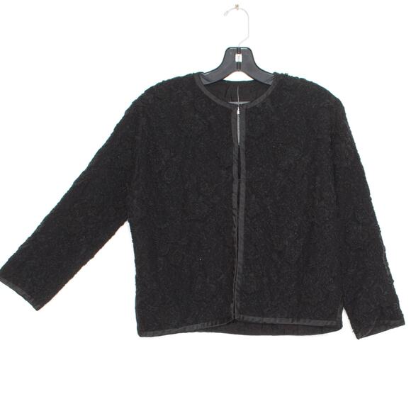 Vintage Womens Jacket Beaded Lace Whimsigoth Glam Boho Goth Classic Black M/L - Picture 4 of 4